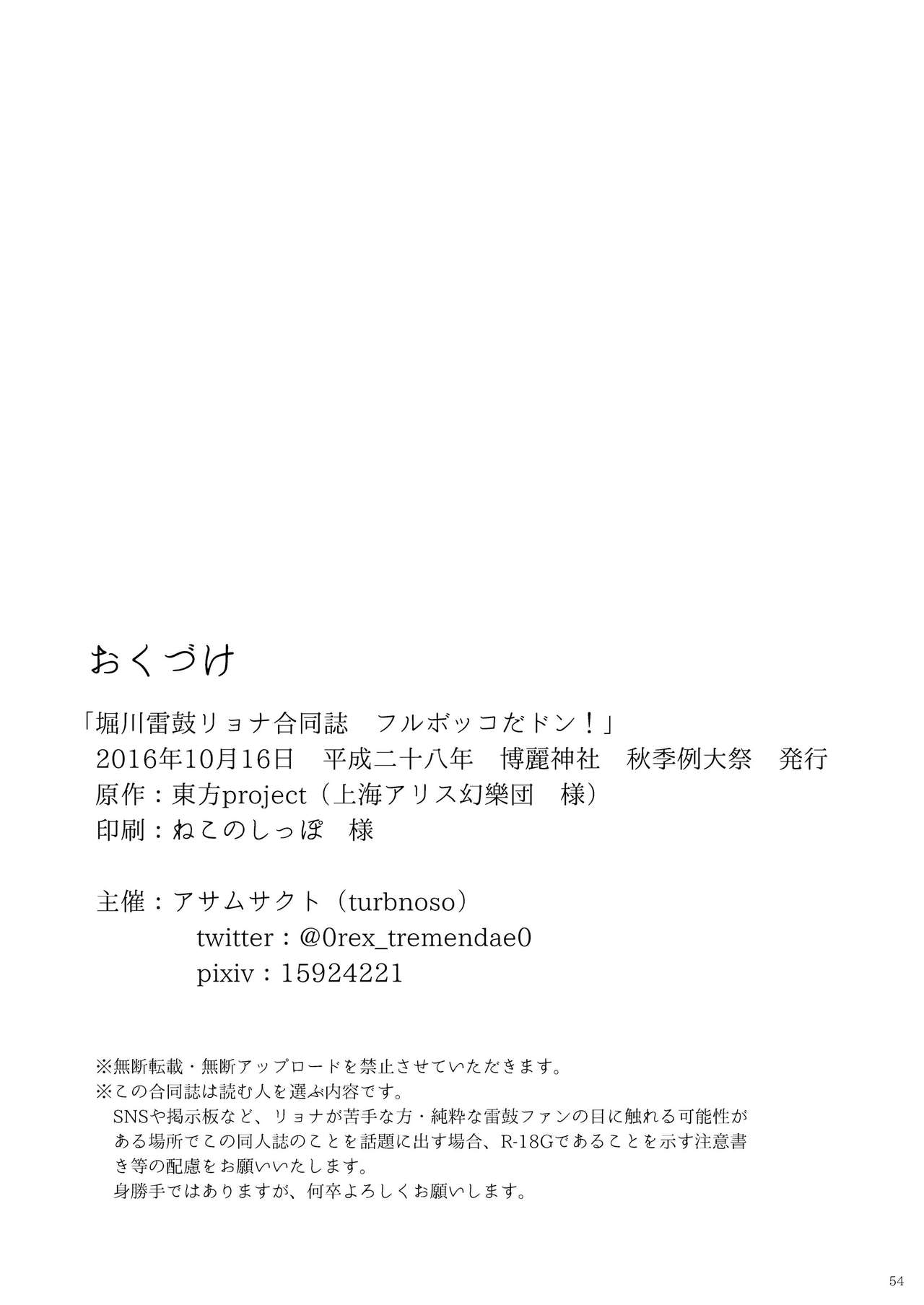 堀川雷鼓リョナ合同誌 フルボッコだドン！ - Page 55