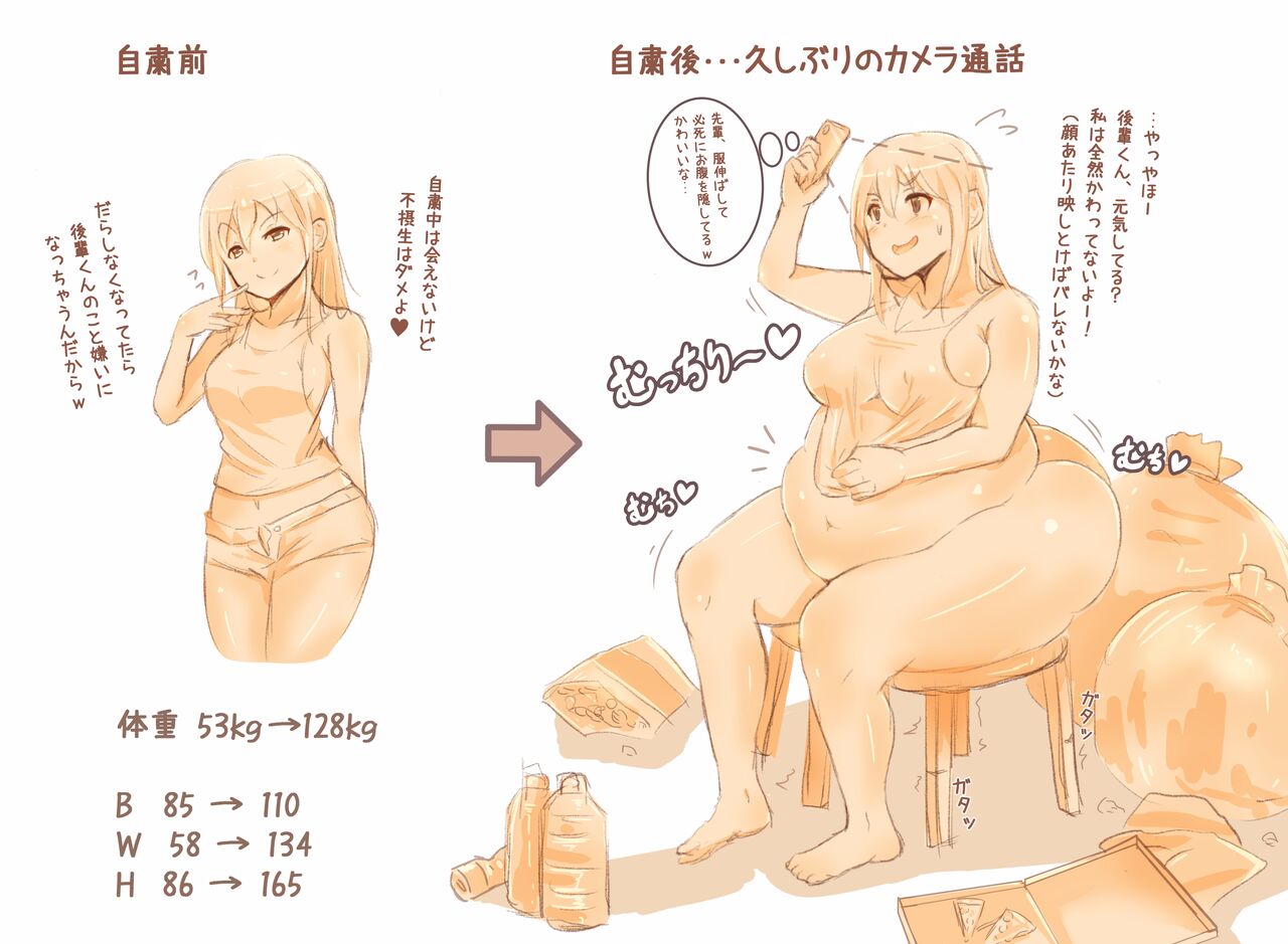 【肥満化あり】自粛中に激太りした先輩 - Page 1