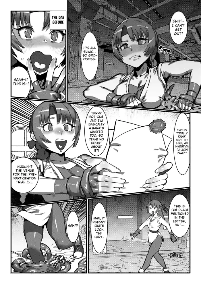 Yuri and Mai from KOF fall into a  tentacle trap disguised as the floor