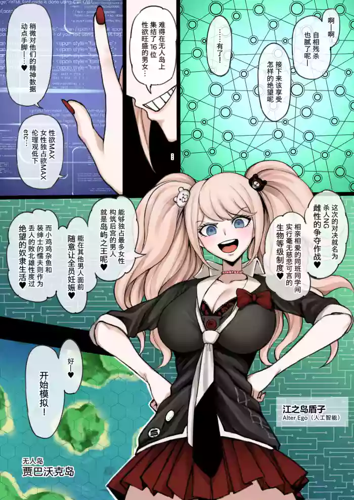 Kuzuryuu is defeated in the battle for the harem on the deserted island created by Enoshima Alter Ego, and is trained by Peko to become a female