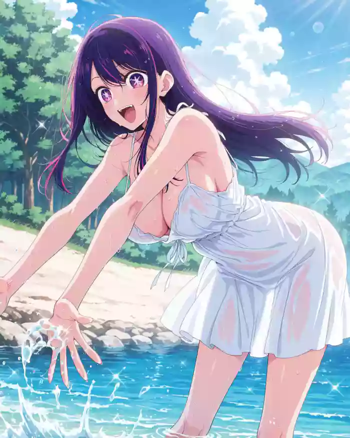 cartoon parody 3d gallery cover featuring ai hoshino from oshi no ko